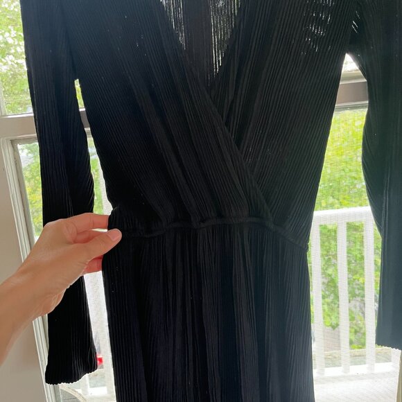 Choon Vintage Black Wrap Dress - Micro Pleat fits like size Small - Picture 2 of 6